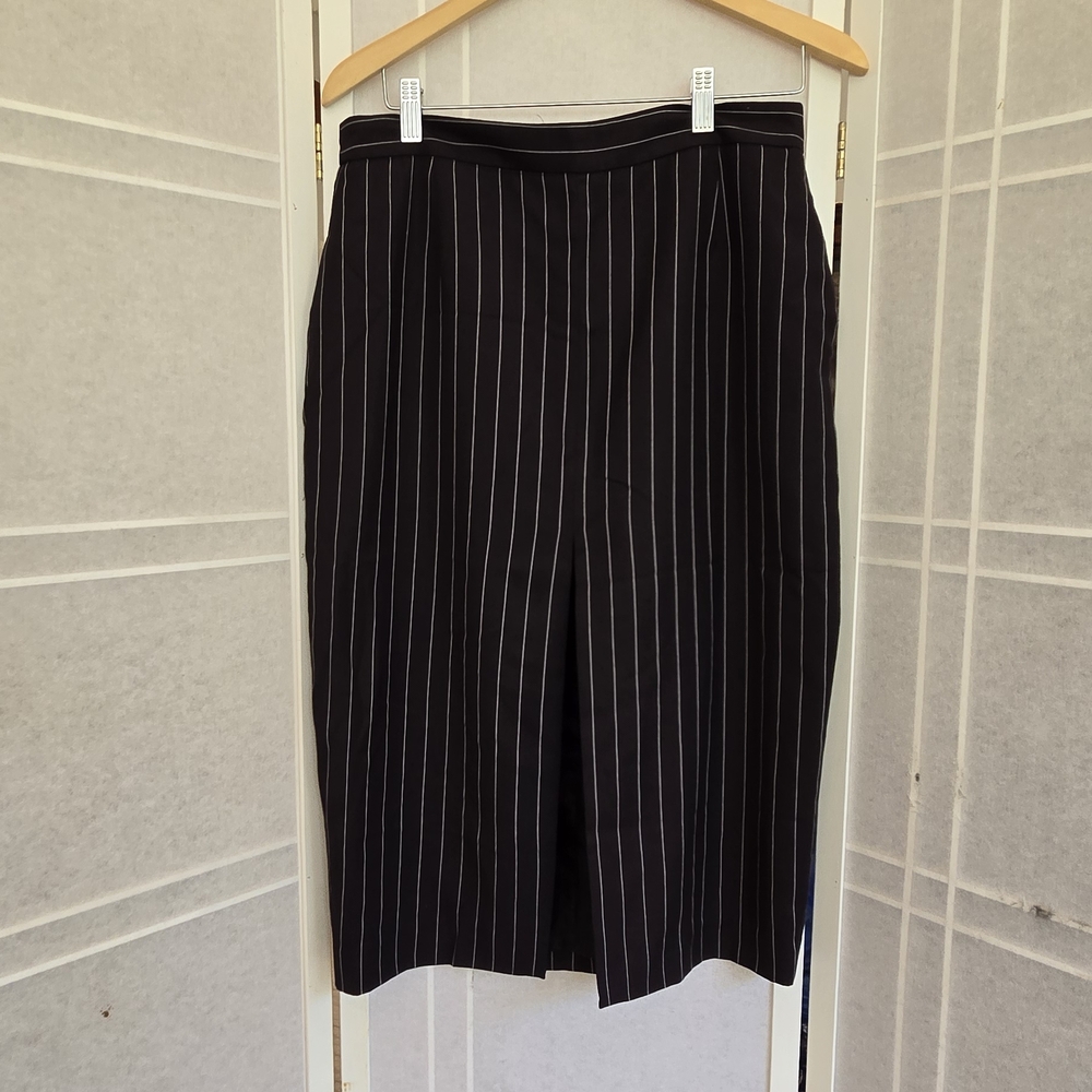 The Frankie Shop Charcoal Pinstripe Midi Skirt